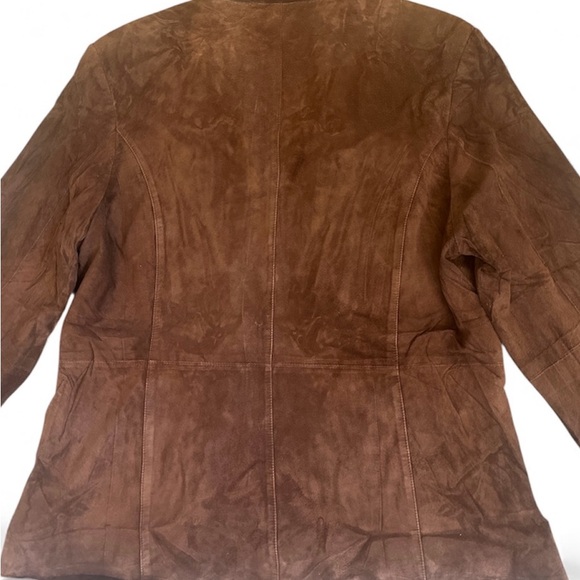 Chocolate Brown Suede Blazer XL Jacket Coat Preston York 3 Button Pocket Y2K Vtg - Picture 6 of 9